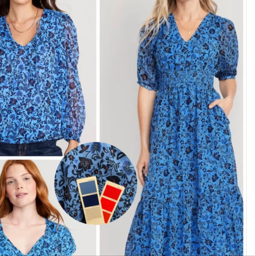 Old Navy Blue Floral Midi Dress - Picture 3 of 5